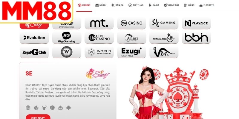 Sảnh casino MM88 với thiết kế sang trọng