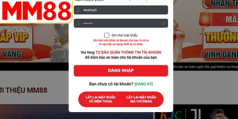 Các bước đăng nhập MM88 chi tiết dễ hiểu