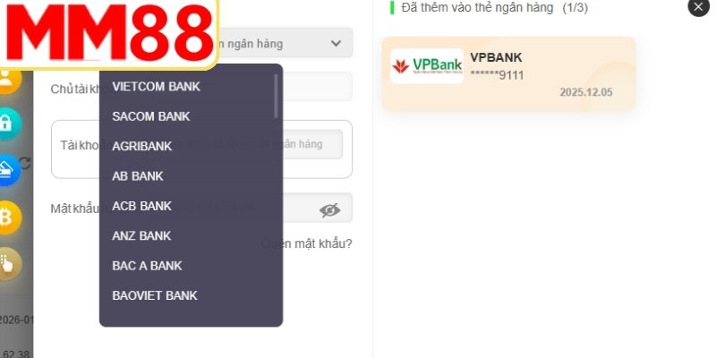 Danh sách ngân hàng được hỗ trợ đầy đủ